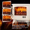 imageROVSUN 1400W Electric Fireplace Stove Space Heater Portable Freestanding with Thermostat 3D Realistic Flame Effects Overheat ampamp TipOver Protections for Bedroom Living RoomWhite CSA Approved17W x 20HKnob Control