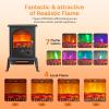 imageROVSUN 1500W Electric Fireplace Stove 224quot H Freestanding Heater wRemote Timer 7 Realistic Flame Colors ampamp 4 Brightness Adjustable Temp Overheat ampamp TipOver Protection for Bedroom ETL166W x 224H remote