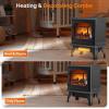imageROVSUN 1500W Electric Fireplace Stove 224quot H Freestanding Heater wRemote Timer 7 Realistic Flame Colors ampamp 4 Brightness Adjustable Temp Overheat ampamp TipOver Protection for Bedroom ETL17W x 20H
