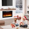 imageROVSUN 30 Electric Fireplace 2in1 UltraThin Wall Mounted ampamp Recessed Fireplace with WiFi ampamp Remote Control ampamp Touch Screen 1500W Wall Heater with 12 Realistic Flame Color Timer ampamp Crystal30inch