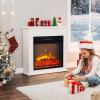 imageROVSUN 47 Electric Fireplace with Mantel Freestanding Heater with Timer 6 Realistic Flames ampamp Adjustable Temperature for Home Bedroom Living Room Indoor 1400W25W x 25H