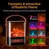imageROVSUN Electric Fireplace Heater for Indoor Use wRemote ampamp Timer 1500W Portable Fake Fireplace with 7 Flame Color Adjustable Temperature Overheat Protection for Home Living Room Bedroom OfficeRemote Control
