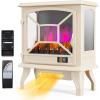 imageROVSUN 1400W Electric Fireplace Stove Space Heater Portable Freestanding with Thermostat 3D Realistic Flame Effects Overheat ampamp TipOver Protections for Bedroom Living RoomWhite CSA Approved198W x 23HWiFi Control
