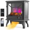 imageROVSUN 1500W Electric Fireplace Stove 224quot H Freestanding Heater wRemote Timer 7 Realistic Flame Colors ampamp 4 Brightness Adjustable Temp Overheat ampamp TipOver Protection for Bedroom ETL198W x 23H remote  WIFI