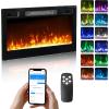 imageROVSUN 30 Electric Fireplace 2in1 UltraThin Wall Mounted ampamp Recessed Fireplace with WiFi ampamp Remote Control ampamp Touch Screen 1500W Wall Heater with 12 Realistic Flame Color Timer ampamp Crystal30inch