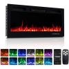 imageROVSUN 30 Electric Fireplace 2in1 UltraThin Wall Mounted ampamp Recessed Fireplace with WiFi ampamp Remote Control ampamp Touch Screen 1500W Wall Heater with 12 Realistic Flame Color Timer ampamp Crystal42inch