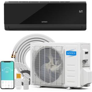imageROVSUN 12000 BTU Mini Split Air Conditioner ampamp Heater with Smart APP Control 21 SEER2 115V Energy Saving Inverter Ductless Wall AC Unit with PreCharged Condenser Heat Pump ampamp Installation Kit Black12000BTU 115V  21 SEER2  WIFI