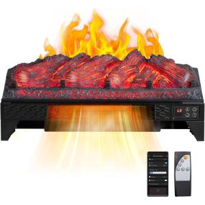 imageROVSUN 18 Electric Fireplace Insert wRemote ampamp WiFi Control Faux Fireplace Logs wTimer Overheat Protection Adjustable Flame and Brightness CSA Listed for Home Living Room Bedroom 1400W23 W