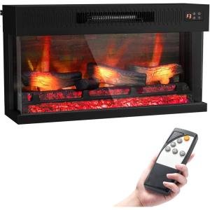 imageROVSUN 23quot Electric Fireplace Inserts with APP ampamp Remote Control 1400W Recessed Stove Heater with 8H Timer 6 Flame Colors 5 Brightness for Indoor Use ETL36 inch 3Sided Glass