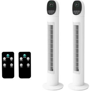 imageROVSUN 34quot Tower Fan with Remote Control Bladeless Floor Fan with 3 Modes 3 Speeds ampamp Digital Display Standing Fan with Oscillating 9H Timer Quiet Fan for Cooling Bedroom Home Office342pack