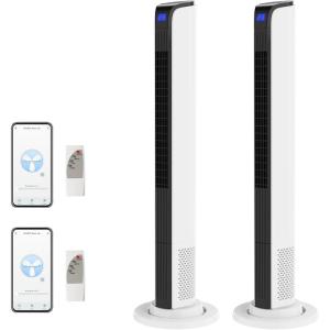 imageROVSUN 34quot Tower Fan with Remote Control Bladeless Floor Fan with 3 Modes 3 Speeds ampamp Digital Display Standing Fan with Oscillating 9H Timer Quiet Fan for Cooling Bedroom Home Office422pack
