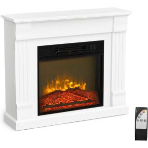 imageROVSUN 47 Electric Fireplace with Mantel Freestanding Heater with Timer 6 Realistic Flames ampamp Adjustable Temperature for Home Bedroom Living Room Indoor 1400W32W x 27H