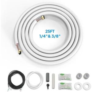 imageROVSUN 50 Ft Mini Split Line Set 14quot ampamp 12quot OD Flared Copper Tubing Pipes ampamp 38quot Thickened PE Insulated Coil with Nuts ampamp Installation Kit for Mini Split Air Conditioner ampamp Heat Pump System14  3825FT