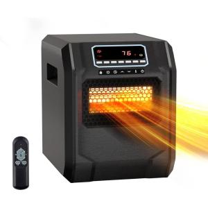 imageROVSUN Electric Space Heater with Remote ampamp Timer Infrared Quartz Heater for Indoor Use Overheat ampamp Tipover Protection 3 Heat Settings 750W1500W ETL Certified Black