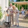 imageROVSUN 10Qt Aluminum Fish Fryer Pot with Strainer Basket Outdoor Fryer with 55000 BTU Propane Gas Burner Thermometer ampamp Lid for Fish Chicken Wings Seafood Frying ampamp Backyard Cooking30QT10QT