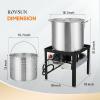 imageROVSUN 10Qt Aluminum Fish Fryer Pot with Strainer Basket Outdoor Fryer with 55000 BTU Propane Gas Burner Thermometer ampamp Lid for Fish Chicken Wings Seafood Frying ampamp Backyard Cooking60QT