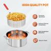 imageROVSUN 10Qt Aluminum Fish Fryer Pot with Strainer Basket Outdoor Fryer with 55000 BTU Propane Gas Burner Thermometer ampamp Lid for Fish Chicken Wings Seafood Frying ampamp Backyard Cooking10QT
