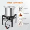 imageROVSUN 10Qt Aluminum Fish Fryer Pot with Strainer Basket Outdoor Fryer with 55000 BTU Propane Gas Burner Thermometer ampamp Lid for Fish Chicken Wings Seafood Frying ampamp Backyard Cooking80QT