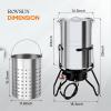 imageROVSUN 10Qt Aluminum Fish Fryer Pot with Strainer Basket Outdoor Fryer with 55000 BTU Propane Gas Burner Thermometer ampamp Lid for Fish Chicken Wings Seafood Frying ampamp Backyard Cooking50QT