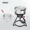 imageROVSUN 10Qt Aluminum Fish Fryer Pot with Strainer Basket Outdoor Fryer with 55000 BTU Propane Gas Burner Thermometer ampamp Lid for Fish Chicken Wings Seafood Frying ampamp Backyard Cooking10QT