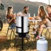 imageROVSUN 10Qt Aluminum Fish Fryer Pot with Strainer Basket Outdoor Fryer with 55000 BTU Propane Gas Burner Thermometer ampamp Lid for Fish Chicken Wings Seafood Frying ampamp Backyard Cooking30QT