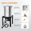 imageROVSUN 10Qt Aluminum Fish Fryer Pot with Strainer Basket Outdoor Fryer with 55000 BTU Propane Gas Burner Thermometer ampamp Lid for Fish Chicken Wings Seafood Frying ampamp Backyard Cooking30QT10QT