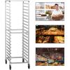 imageROVSUN 10Tiers Sheet Bun Pan Speed Bakery Tray Racks Commercial Stainless Steel Baking Racks with Brake Wheels Push Bread Tray Food Cart Perfect for KitchenDining Rooms20Tier