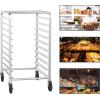 imageROVSUN 10Tiers Sheet Bun Pan Speed Bakery Tray Racks Commercial Stainless Steel Baking Racks with Brake Wheels Push Bread Tray Food Cart Perfect for KitchenDining Rooms10Tier