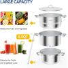 imageROVSUN 11 Quart Juice Steamer Stainless Steel Extractor Fruit Vegetables Juicer Steamer Pot wTempered Glass Lid Clamp Loop Handles Ideal for Making Juice Jelly Pasta85 Quart