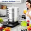 imageROVSUN 11 Quart Juice Steamer Stainless Steel Extractor Fruit Vegetables Juicer Steamer Pot wTempered Glass Lid Clamp Loop Handles Ideal for Making Juice Jelly Pasta85 Quart