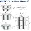 imageROVSUN 11 Quart Juice Steamer Stainless Steel Extractor Fruit Vegetables Juicer Steamer Pot wTempered Glass Lid Clamp Loop Handles Ideal for Making Juice Jelly Pasta11 Quart