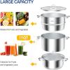 imageROVSUN 11 Quart Juice Steamer Stainless Steel Extractor Fruit Vegetables Juicer Steamer Pot wTempered Glass Lid Clamp Loop Handles Ideal for Making Juice Jelly Pasta11 Quart