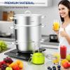 imageROVSUN 11 Quart Juice Steamer Stainless Steel Extractor Fruit Vegetables Juicer Steamer Pot wTempered Glass Lid Clamp Loop Handles Ideal for Making Juice Jelly Pasta11 Quart