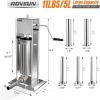 imageROVSUN 11LBS5L Manual Sausage Stuffer Two Speed Stainless Steel Vertical Sausage Maker Meat Filling Machine with 5 Stuffing Tubes for Commercial and Home5L