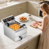 imageROVSUN 125QT118L Electric Deep Fryer wFrying Basket Timer Drain ampamp Lid Commercial Countertop Single Tank Frying Machine Adjustable Temperature for French Fries Donuts Onion Rings 1700W 110V125QT