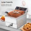imageROVSUN 125QT118L Electric Deep Fryer wFrying Basket Timer Drain ampamp Lid Commercial Countertop Single Tank Frying Machine Adjustable Temperature for French Fries Donuts Onion Rings 1700W 110V125QT