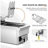 imageROVSUN 125QT118L Electric Deep Fryer wFrying Basket Timer Drain ampamp Lid Commercial Countertop Single Tank Frying Machine Adjustable Temperature for French Fries Donuts Onion Rings 1700W 110V125QT