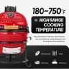imageROVSUN 13IN Red Spherical Ceramic Charcoal Grill with Inner Liner Portable BBQ Smoker for Outdoor Cooking Camping and Backyard Grilling