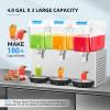 imageROVSUN 144 Gal54L Commercial Beverage Dispenser 18L X 3 Tanks Commercial Juice Dispenser Cold Drink Dispenser Stainless Steel with Thermostat Controller for Home Restaurant Bar Party 110V60HZ144 Gal