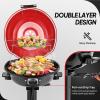 imageROVSUN 1600W Tabletop Electric Grill with Temperature Control Black 304 Stainless Steel Grill wDouble Layer Design Portable ampamp Removable Small Stove for Indoor and Outdoor UseVertical Red