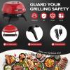 imageROVSUN 1600W Tabletop Electric Grill with Temperature Control Black 304 Stainless Steel Grill wDouble Layer Design Portable ampamp Removable Small Stove for Indoor and Outdoor UseTabletop Red