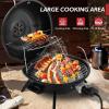 imageROVSUN 1600W Tabletop Electric Grill with Temperature Control Black 304 Stainless Steel Grill wDouble Layer Design Portable ampamp Removable Small Stove for Indoor and Outdoor UseTabletop