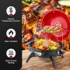 imageROVSUN 1600W Tabletop Electric Grill with Temperature Control Red 304 Stainless Steel Grill wDouble Layer Design Portable ampamp Removable Small Stove for Indoor and Outdoor Use