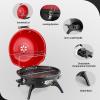 imageROVSUN 1600W Tabletop Electric Grill with Temperature Control Red 304 Stainless Steel Grill wDouble Layer Design Portable ampamp Removable Small Stove for Indoor and Outdoor Use