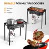 imageROVSUN 2 Burner Outdoor Propane Gas Stove 150000 BTU High Pressure Stand Cooker for Backyard Cooking Camping Home Brewing Canning Turkey Frying 20 PSI Regulator2 Burner