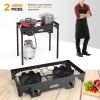 imageROVSUN 2 Burner Outdoor Propane Gas Stove 150000 BTU High Pressure Stand Cooker for Backyard Cooking Camping Home Brewing Canning Turkey Frying 20 PSI Regulator2 Burner