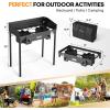imageROVSUN 2 Burner Outdoor Propane Gas Stove 150000 BTU High Pressure Stand Cooker for Backyard Cooking Camping Home Brewing Canning Turkey Frying 20 PSI Regulator2 Burner WindscreenBag