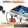 imageROVSUN 2 Burner Outdoor Propane Gas Stove with Autoignition Regulator ampamp Shelf 150000 BTU Powerful Stand Cooker for Backyard Patio Cooking Home Brewing Canning Turkey FryingClassic