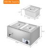 imageROVSUN 21QT Electric Commercial Food Warmer 2Pan Steam Table 106 QTPan Stainless Steel Bain Marie Buffet Countertop with Temperature Control ampamp Lid for Parties Catering Restaurants 110V2 Pan21Qt