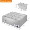 imageROVSUN 21QT Electric Commercial Food Warmer 2Pan Steam Table 106 QTPan Stainless Steel Bain Marie Buffet Countertop with Temperature Control ampamp Lid for Parties Catering Restaurants 110V6 Pan423Qt